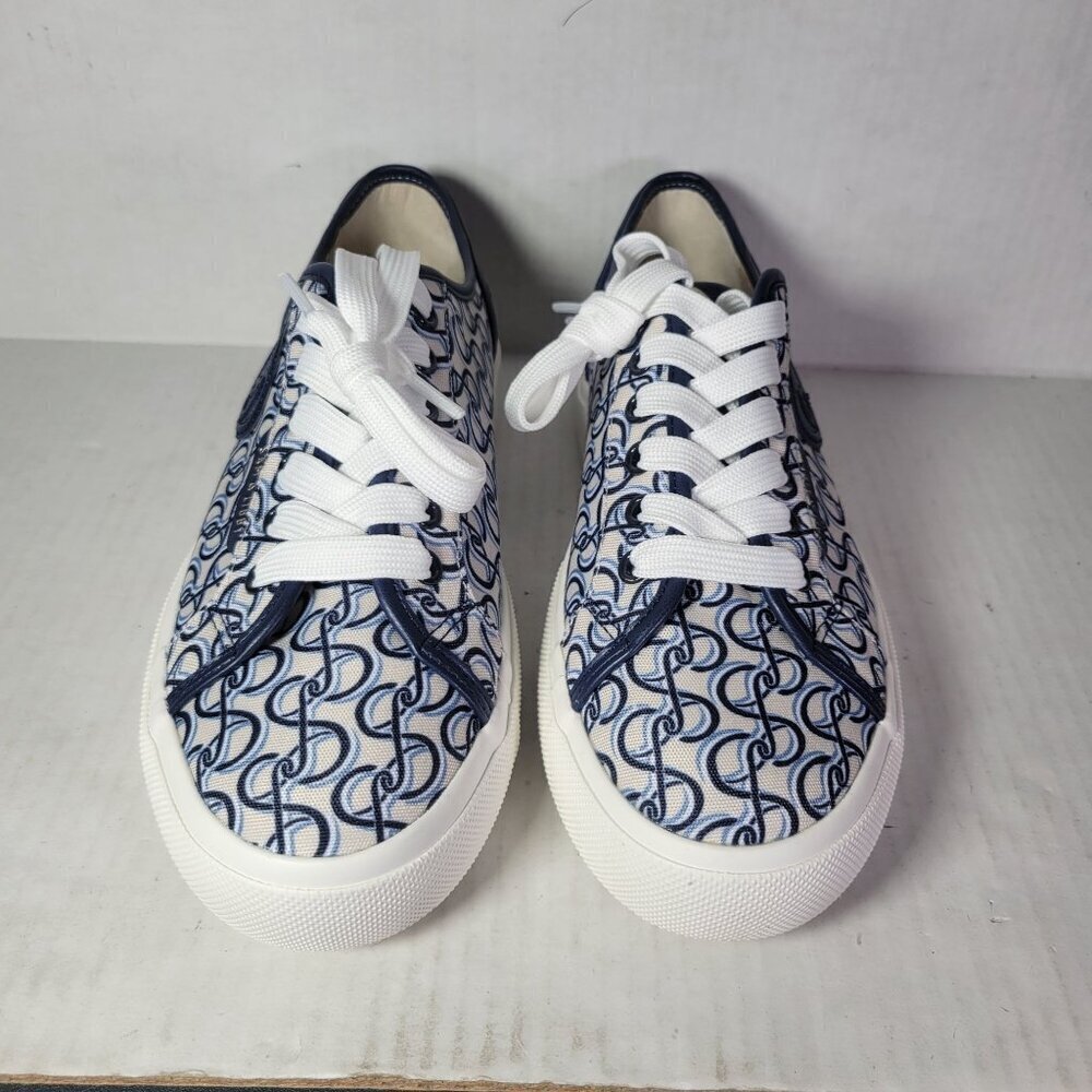 Sam & Libby Women Dina Blue Patterned Casual Canvas Lace Up Sneakers Size 8 - Picture 2 of 9